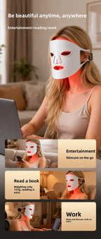 Trådløs rød og blå LED-skønhedsmaske til ansigtet